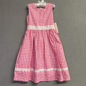 Marco & Lizzy Girls' Pink Checkered Sleeveless Party Dress Size 5 NEW NWT